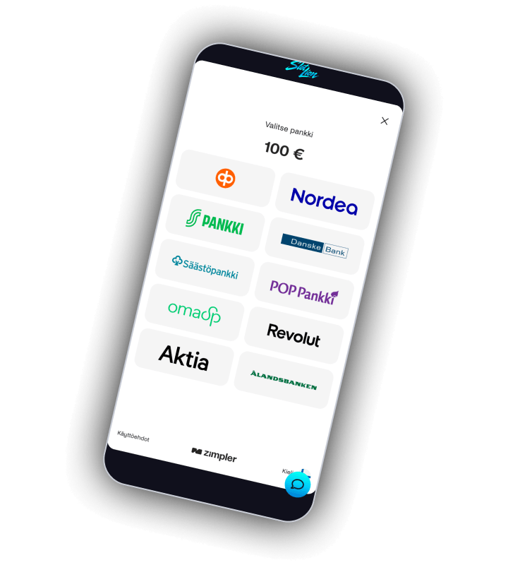 Kassan hos Slot Lion med de betalvägar som kan användas till ett eurokonto